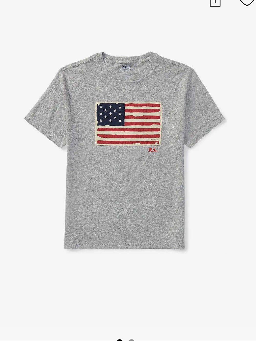 Polo by Ralph Lauren Gray Tee with Flag Graphic
